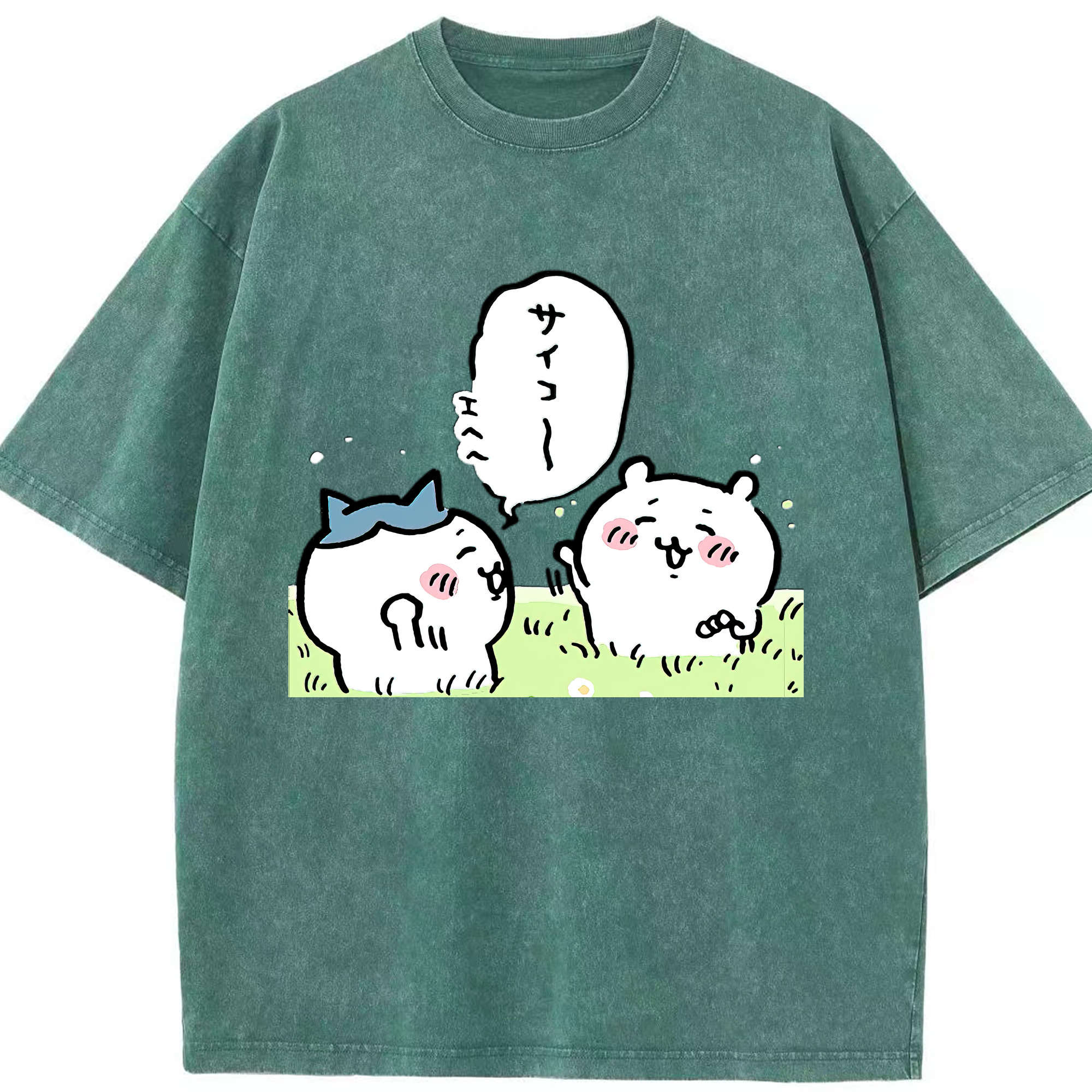 （画像用） ちいかわ ちいかわ Chii-kawa chiikawa 綿100% ヴィンテージ風 半袖Tシャツ（フロントプリント）